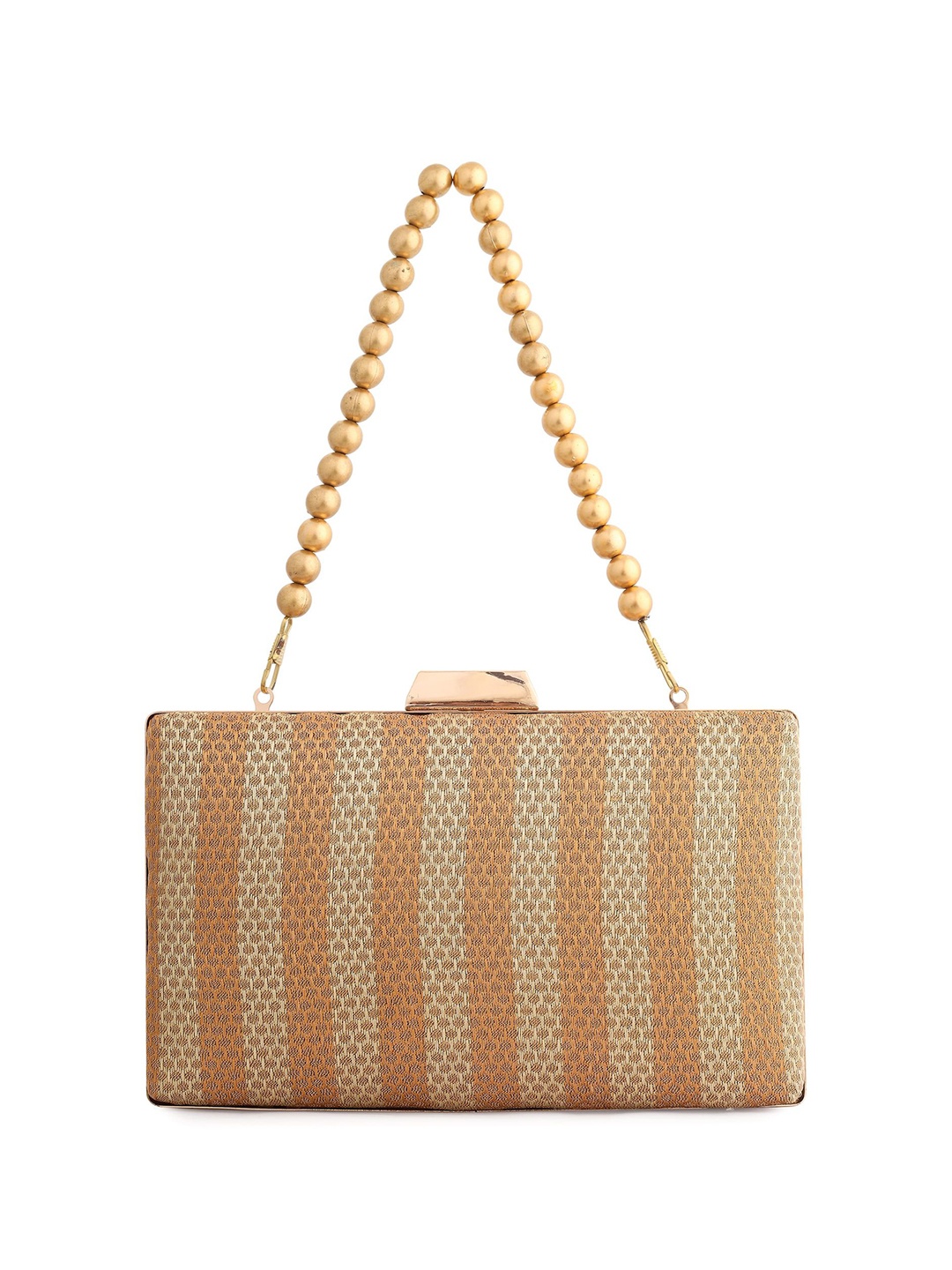 

A Clutch Story Striped Wrist Loop Envelope Clutch, Beige