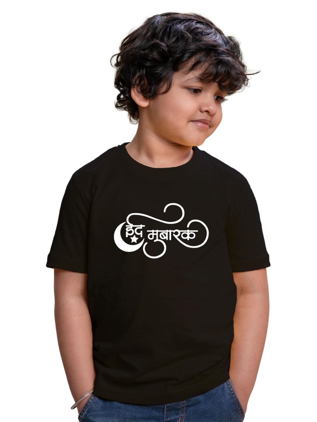

Chombooka Kids Typography Printed Round Neck Cotton T-shirt, Black