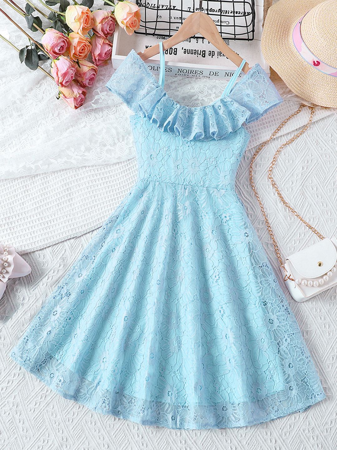 

INCLUD Floral Print Off-Shoulder Fit & Flare Dress, Blue