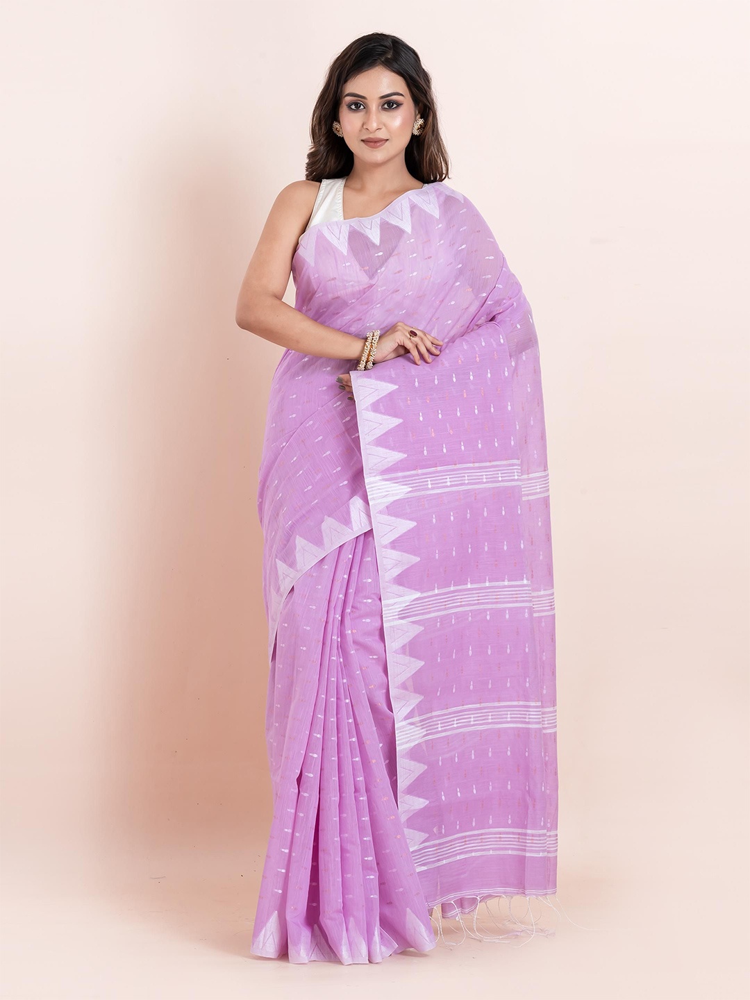 

PUKU Pure Cotton Saree, Mauve