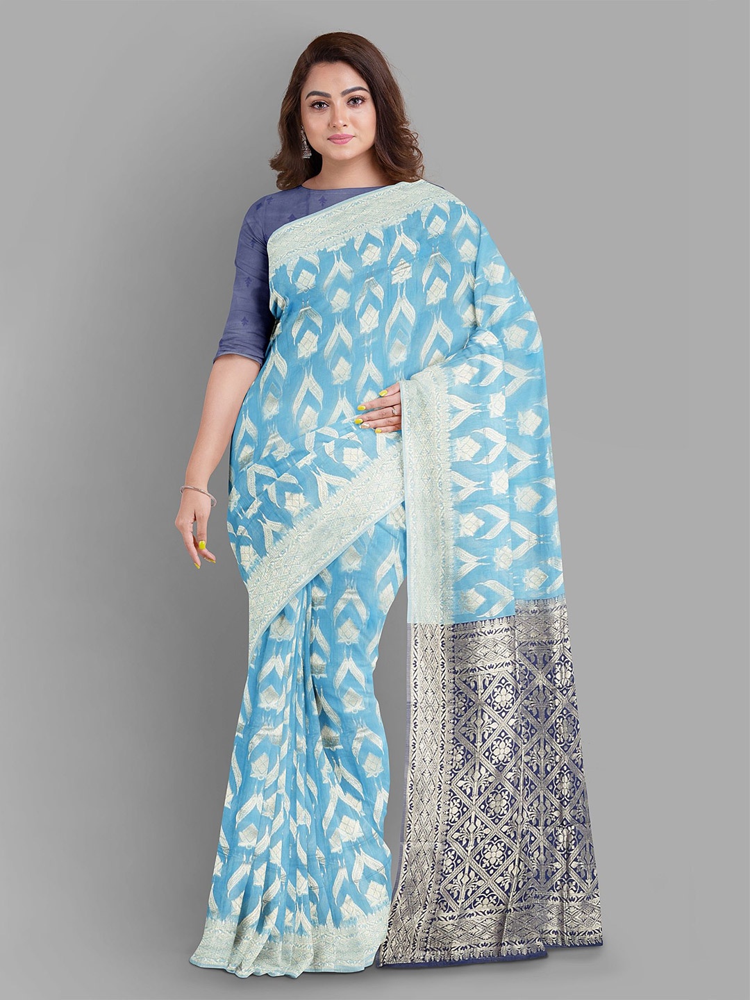 

The Chennai Silks Woven Design Zari Sambalpuri Saree, Blue
