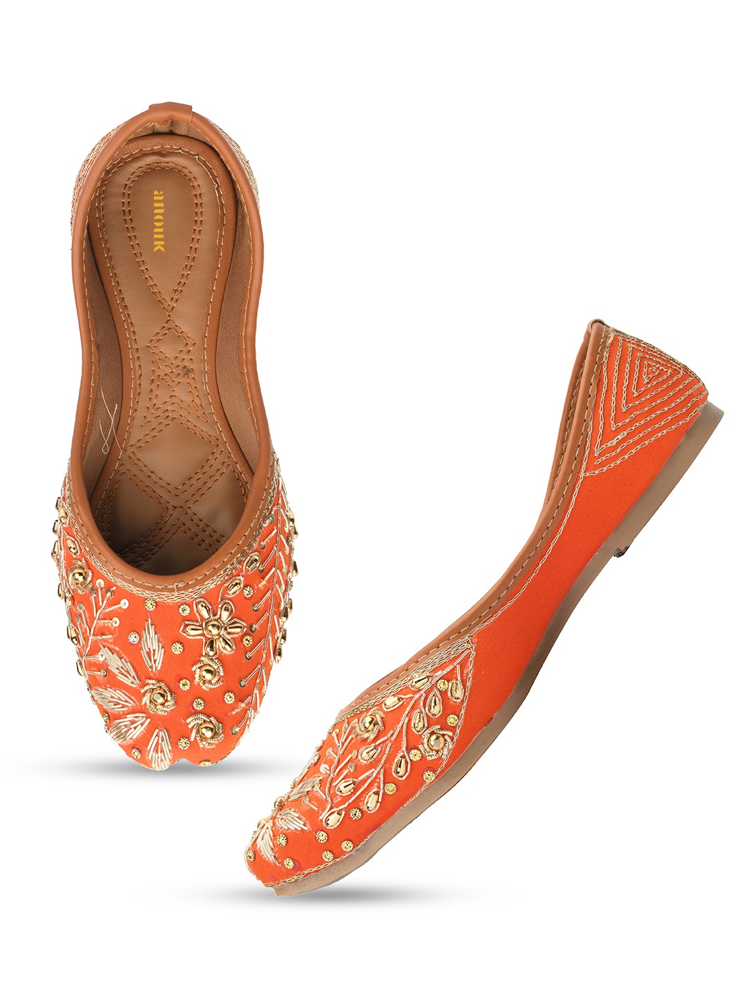 

Anouk Women Embellished Ethnic Mojaris Flats, Orange