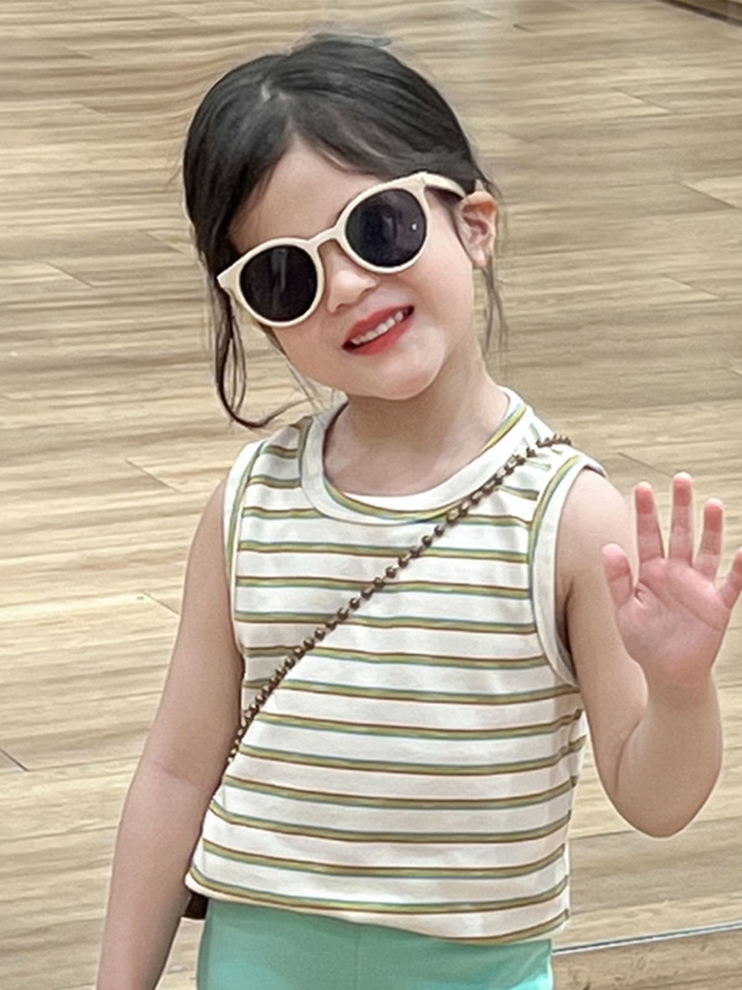 

LULU & SKY Girls Striped Top, Beige