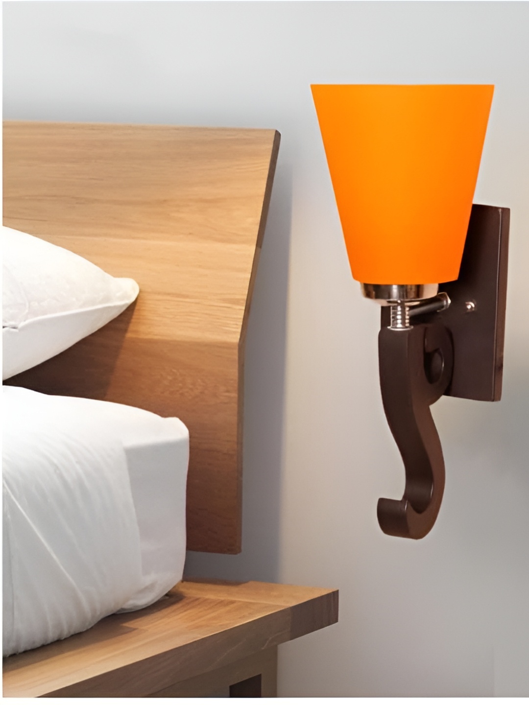 

KINIS Brown & Orange Wooden Frustum Shaped Wall Lamp