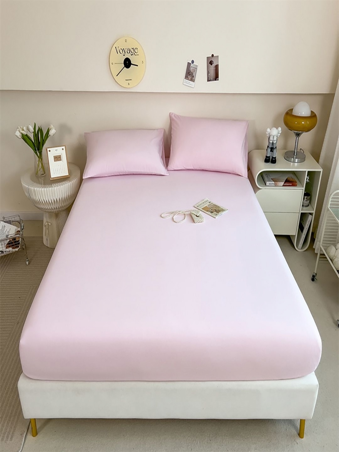 

JC HOME Pink Pure Cotton 220 TC King Bedsheet Set 1.80 m x 2.00 m