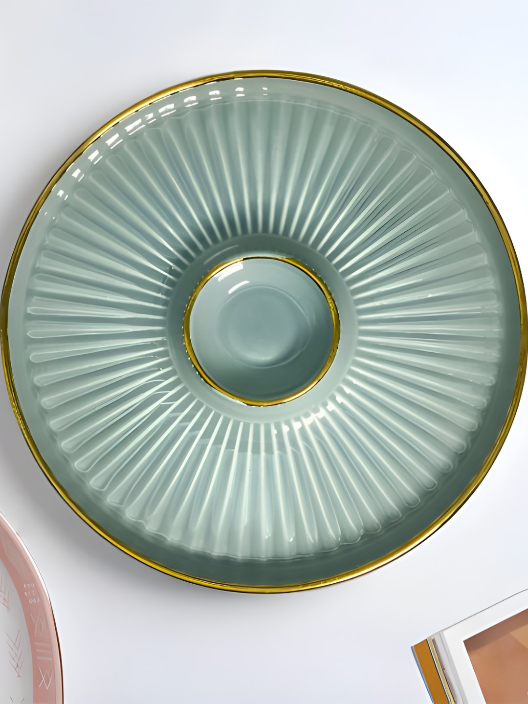 

LEMONTREE Green Ceramic Food Platter, Blue