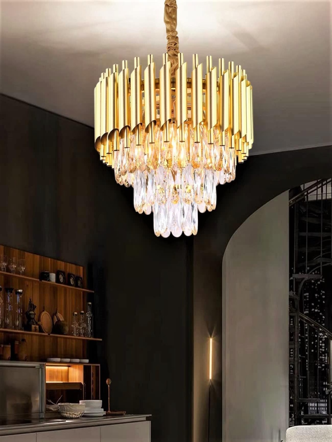 

GAUVIK Gold-Toned & White Contemporary Ceiling Lamp