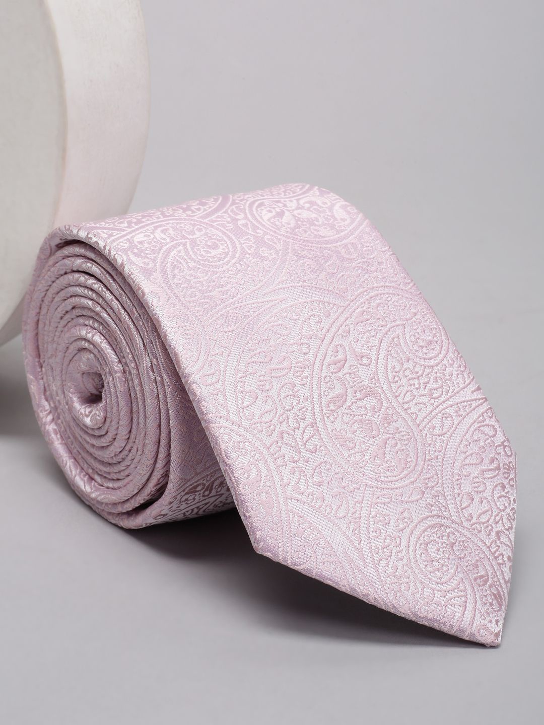 

Louis Philippe Men Printed Ascot Embroidered Tie, Pink