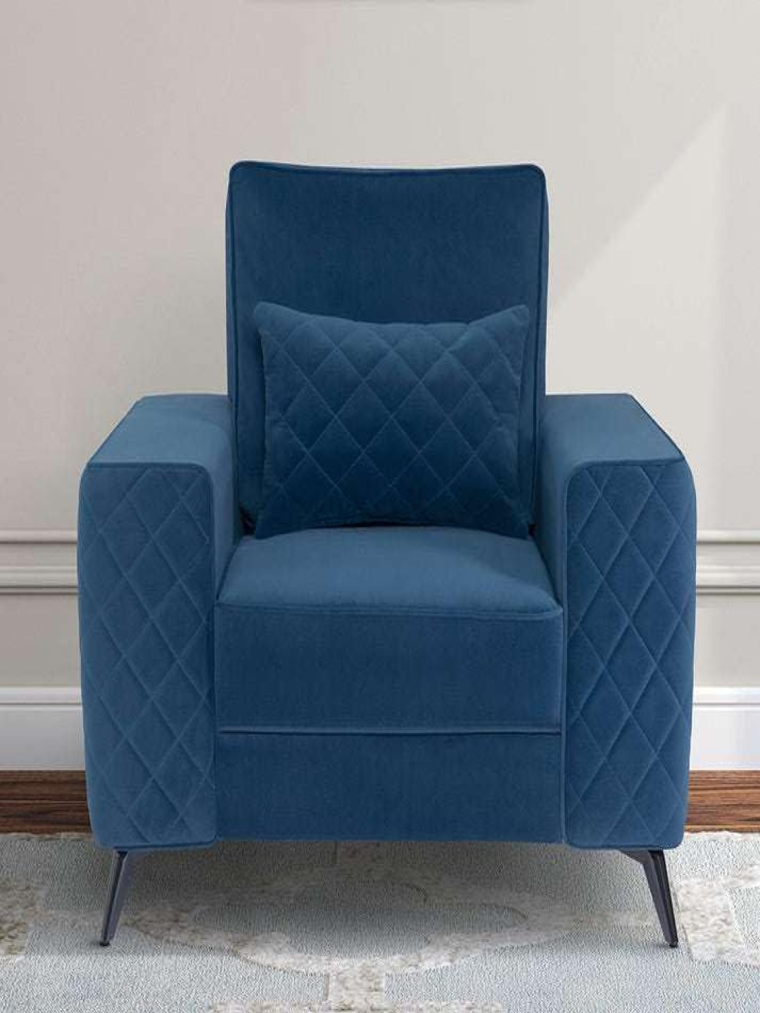 

Duroflex Eden Blue 1 Seater Premium Fabric Sofa with cushion