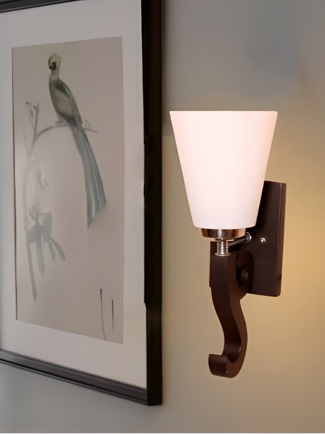 

KINIS Brown & White Wooden Quirky Frustum Shaped Wall Lamp