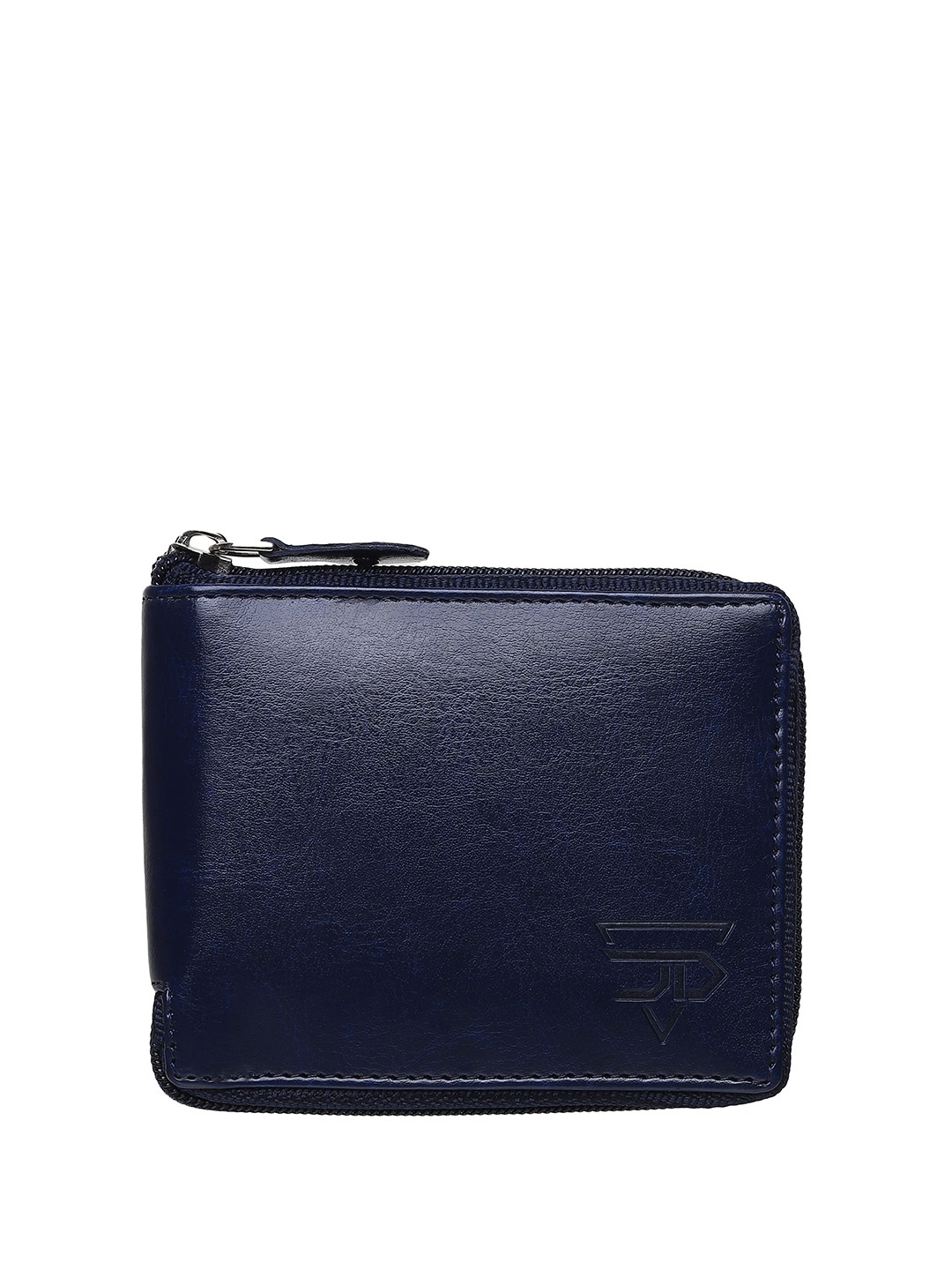 

JND Men Premium Leather Zip-Around Wallet with Multiple Compartments, Navy blue