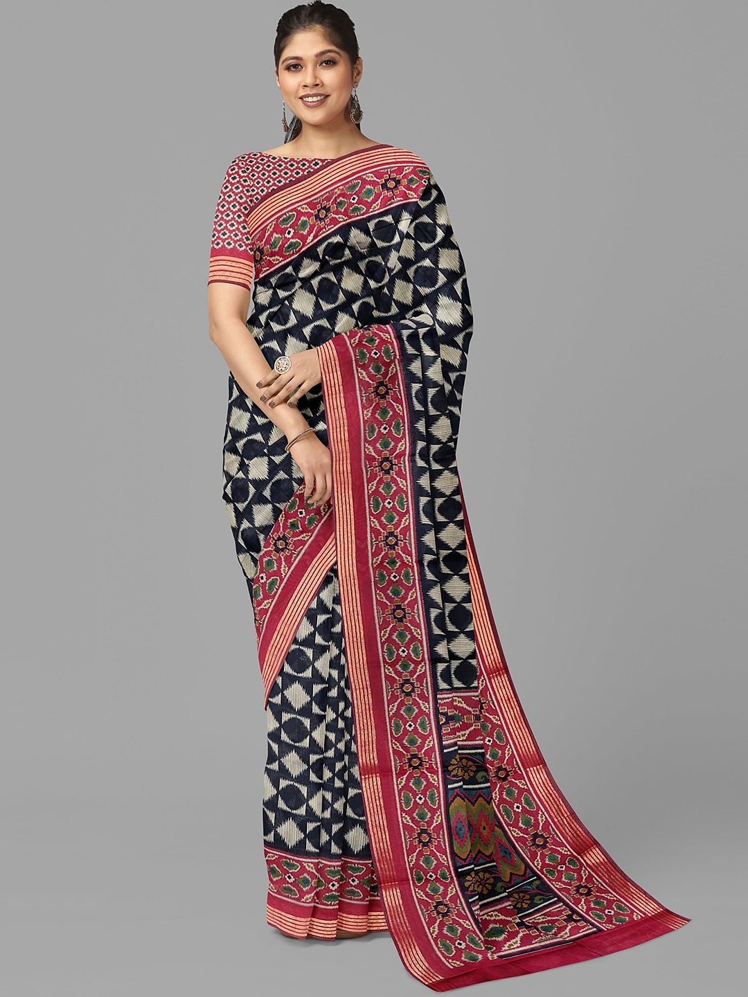 

The Chennai Silks Pure Cotton Chanderi Saree, Black