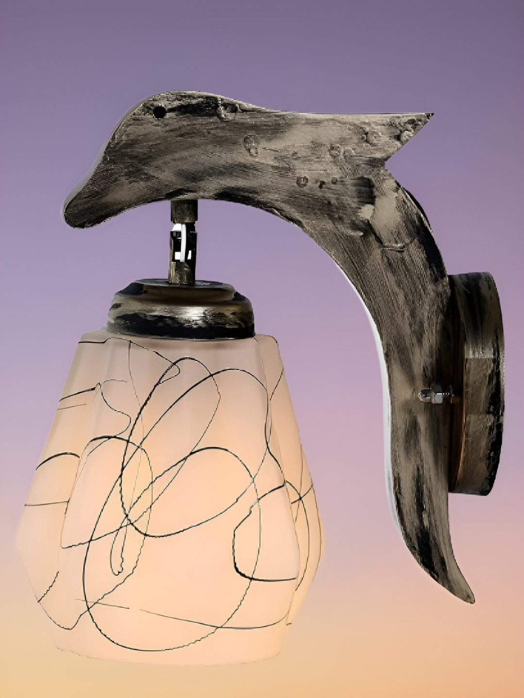 

KINIS Brown & Gold-Toned Quirky Abstract Shaped Wooden Wall Lamp