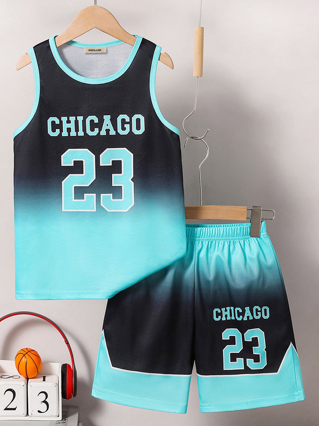 

INCLUD Boys Chicago Printed T-shirt With Shorts, Teal