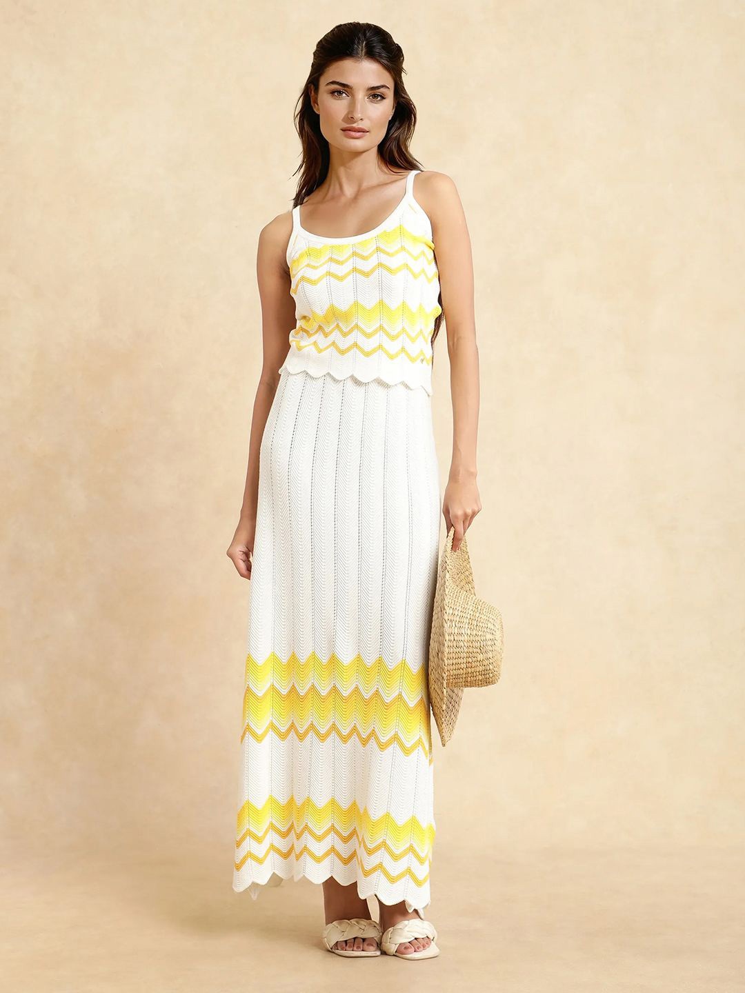 

RAREISM Nupstir-b Women Colourblocked Printed Comfort A-Line Skirts, Yellow