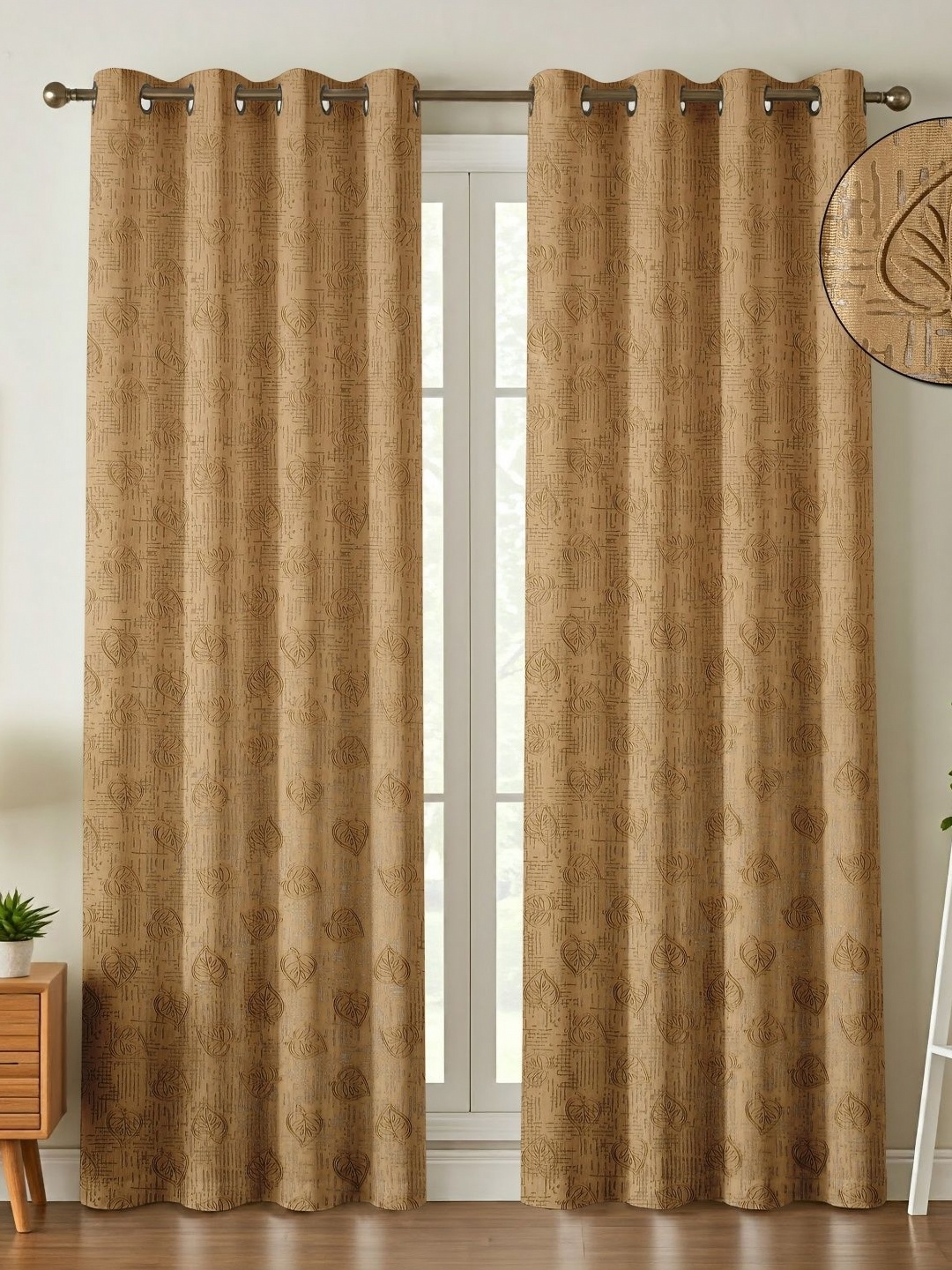 

Galaxy Home Decor Brown Set of 2 Floral Room Darkening Window Curtain