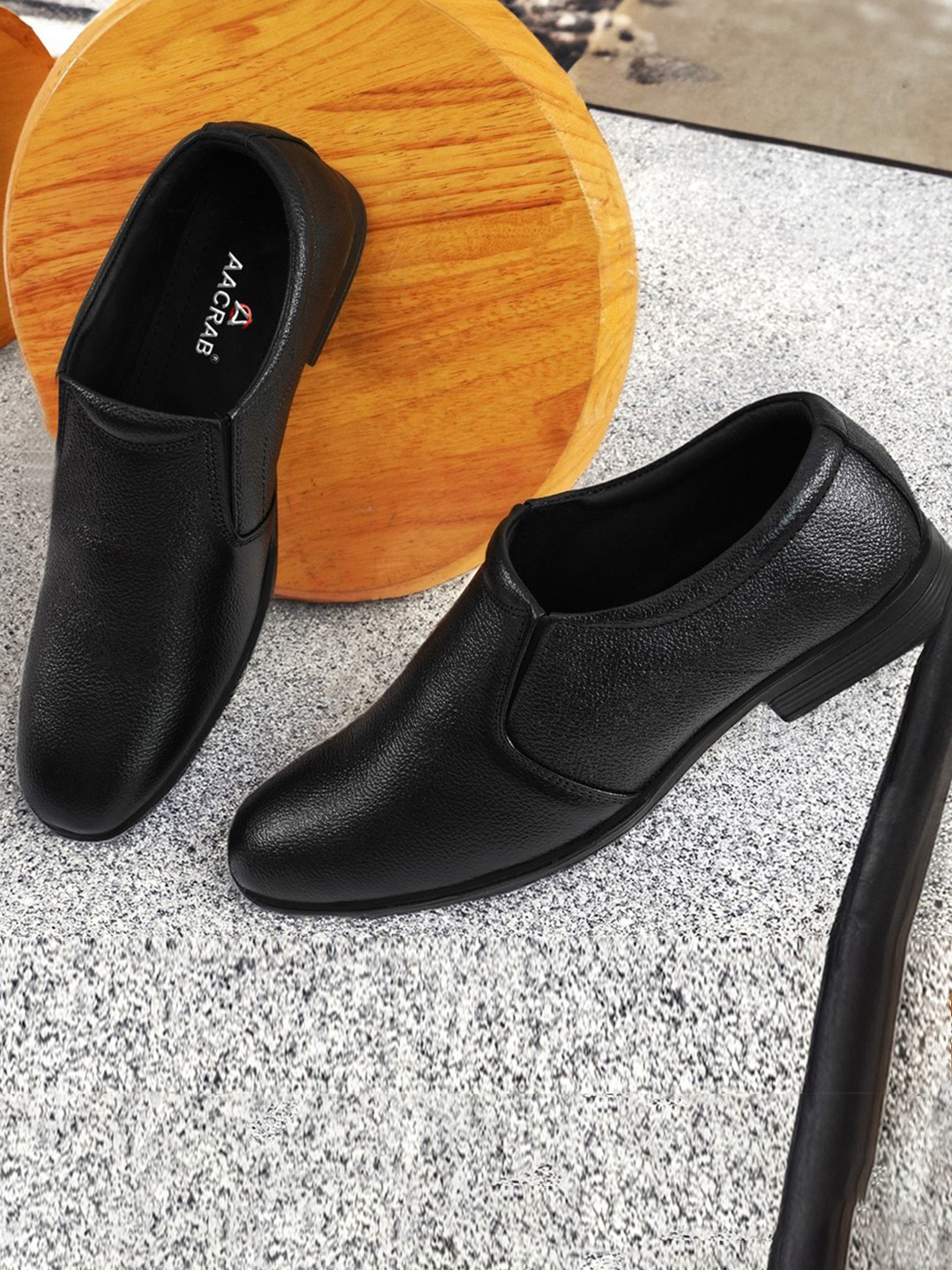 

AACRAB Men Round Toe Formal Slip-Ons, Black