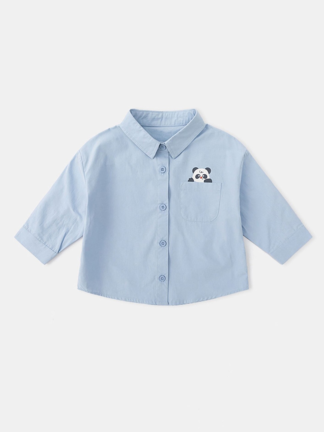 

LULU & SKY Kids Spread Collar Solid Cotton Casual Shirt, Blue