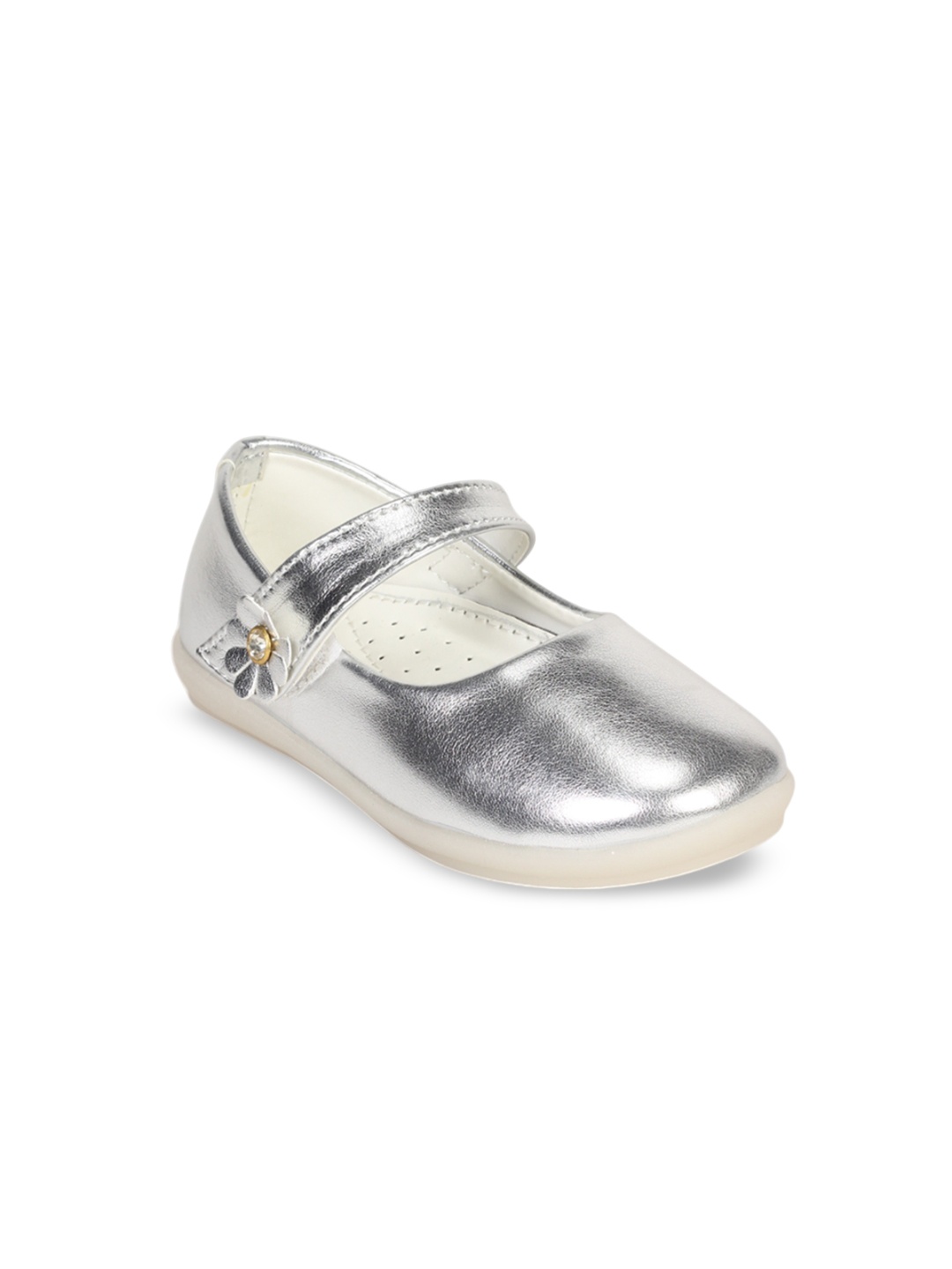 

Lil Lollipop Girls Round Toe Ballerinas, Silver