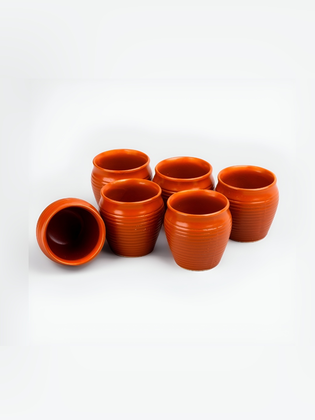 

Storepedia Brown 6 Pieces Textured Ceramic Matte Cups 160ml Each