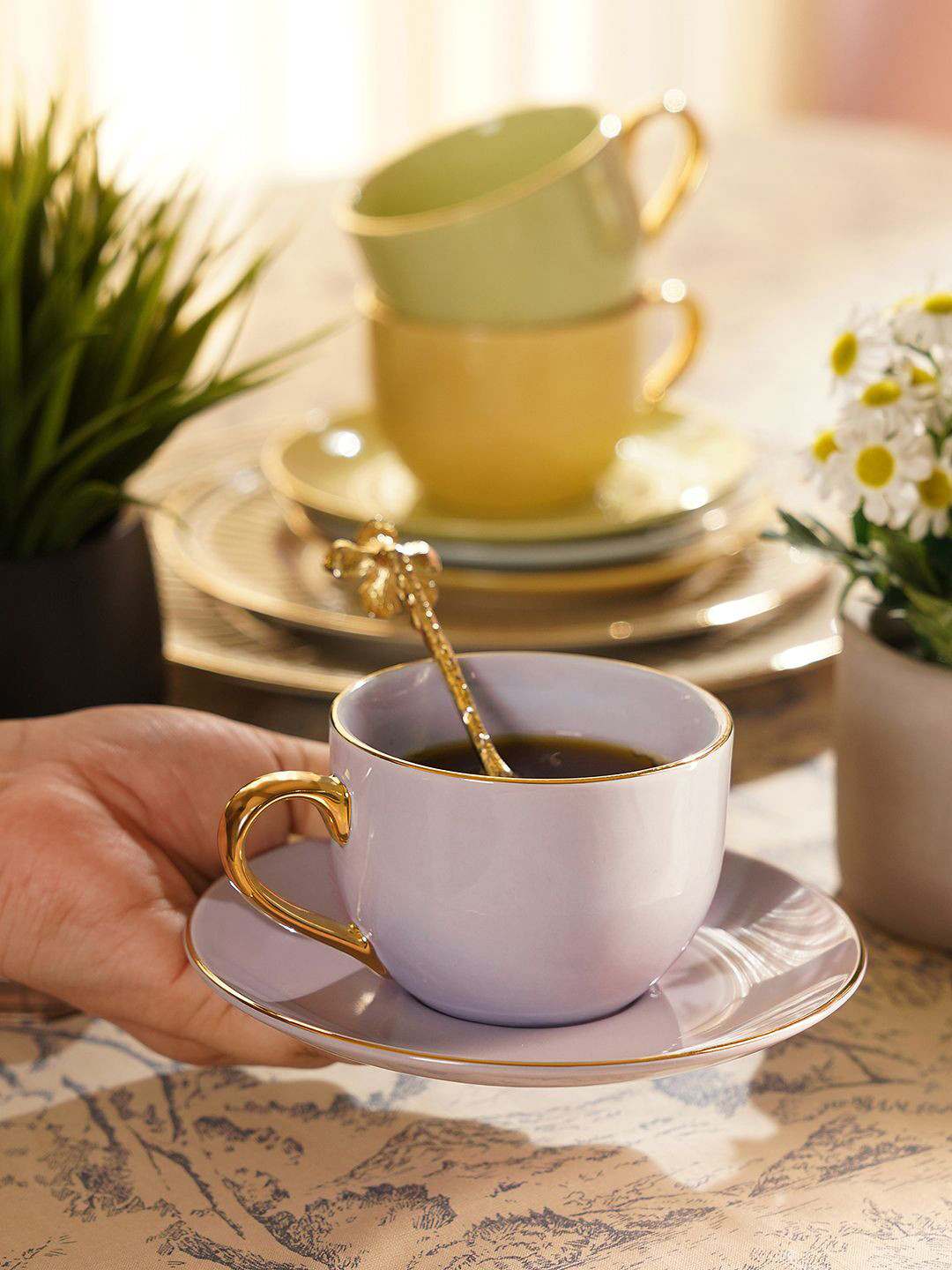 

Pure Home and Living Senorita Purple Ceramic Glossy Tea Set 300 ml