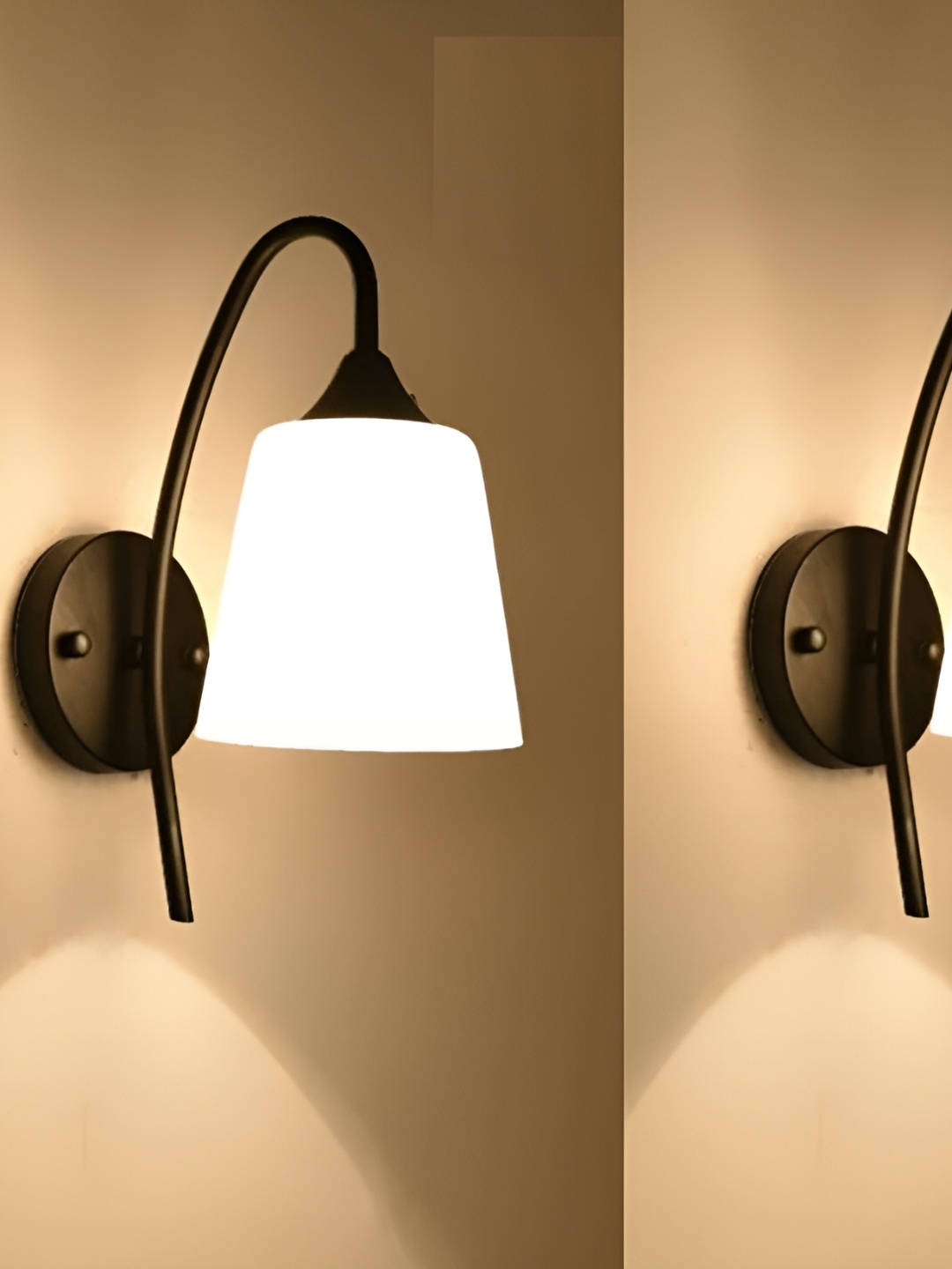 

KINIS Black & White 2 Pieces Metal Frustum Shaped Wall Lamps