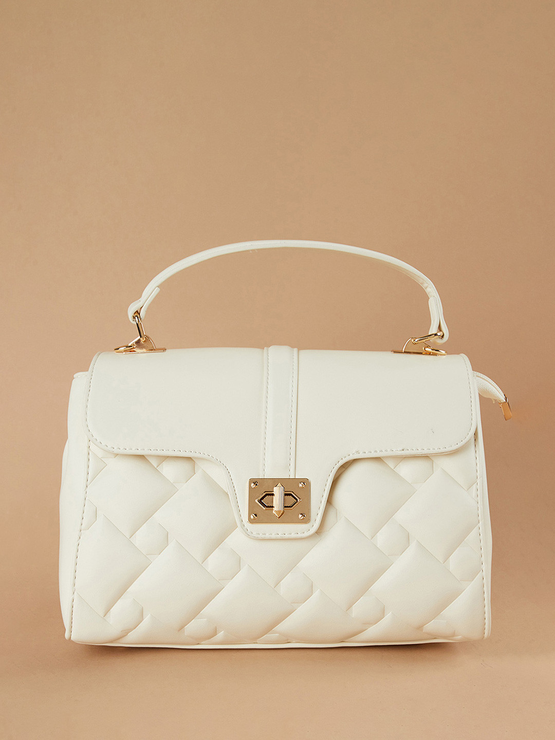 

Ginger by Lifestyle PU Shopper Handheld Bag with Quilted, Off white