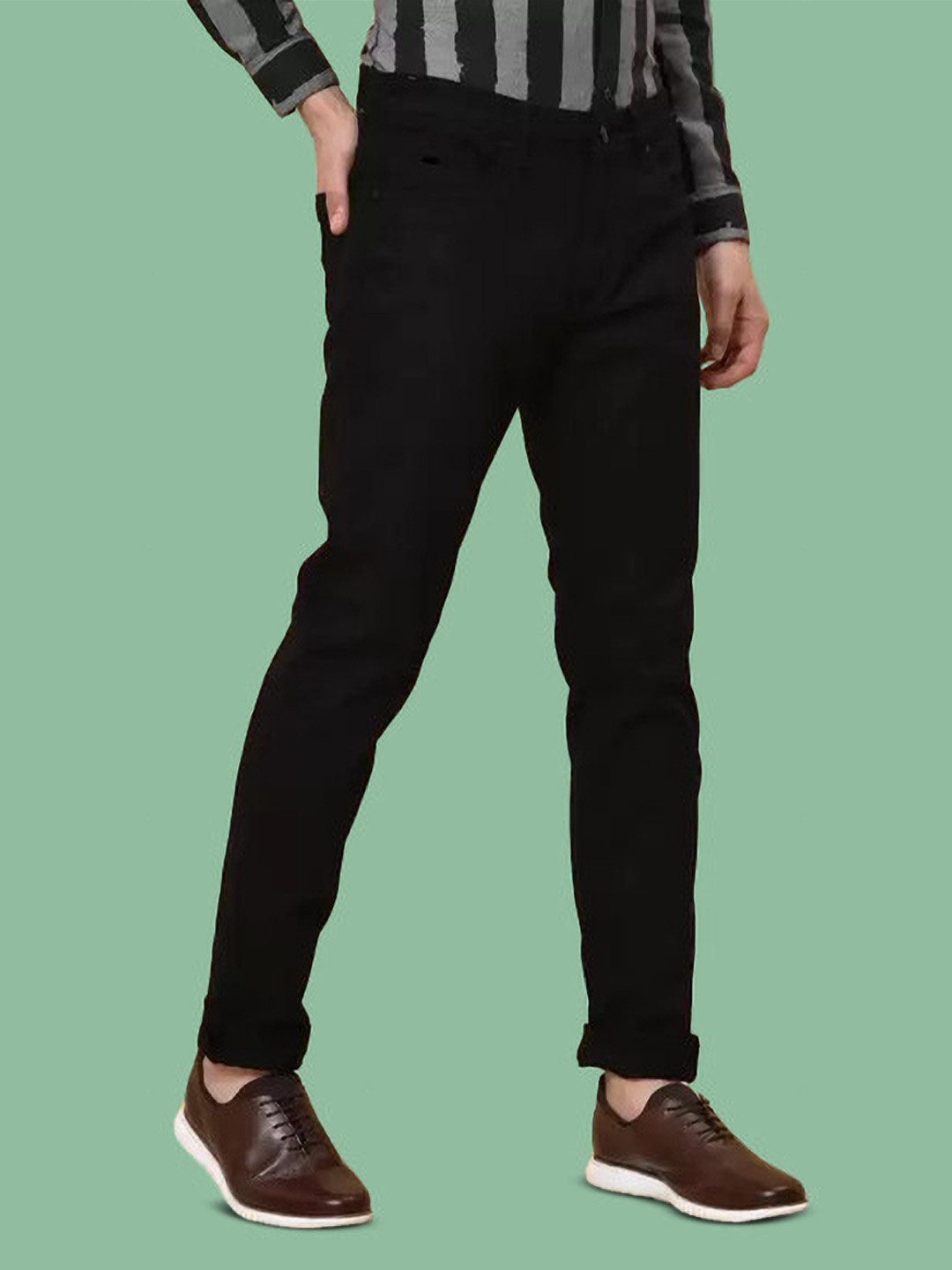 

COMFITS Men Classic Regular Fit Mid-Rise Stretchable Jeans, Black