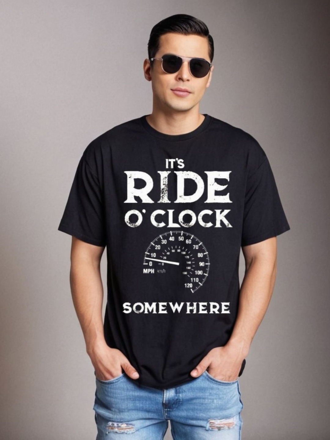 

Be Crazy Men Graphic Printed Round Neck Cotton Oversized T-shirt, Black