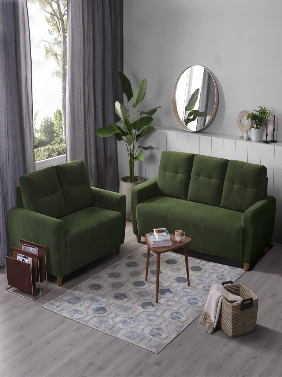 

Sleepyhead Yolo 5 Seater Sofa Set 5 To 6 Person Sofa Fabric Avocado Green