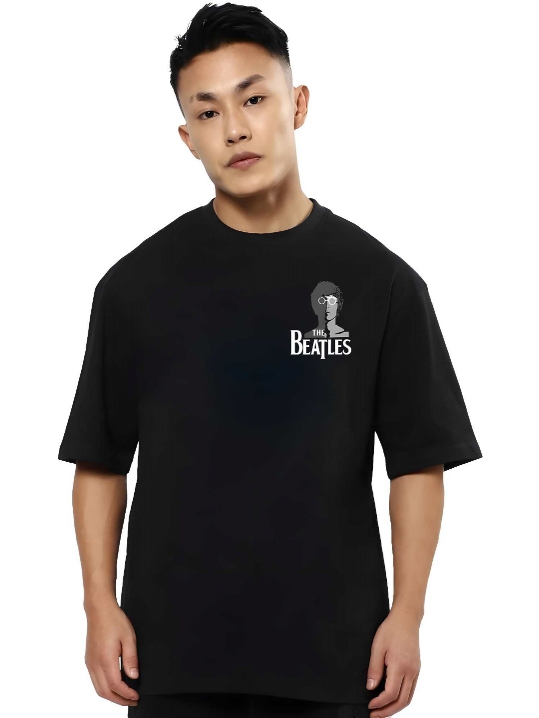 

THE BEETEL HOUSE Men Graphic Printed Round Neck Cotton Oversized T-shirt, Black