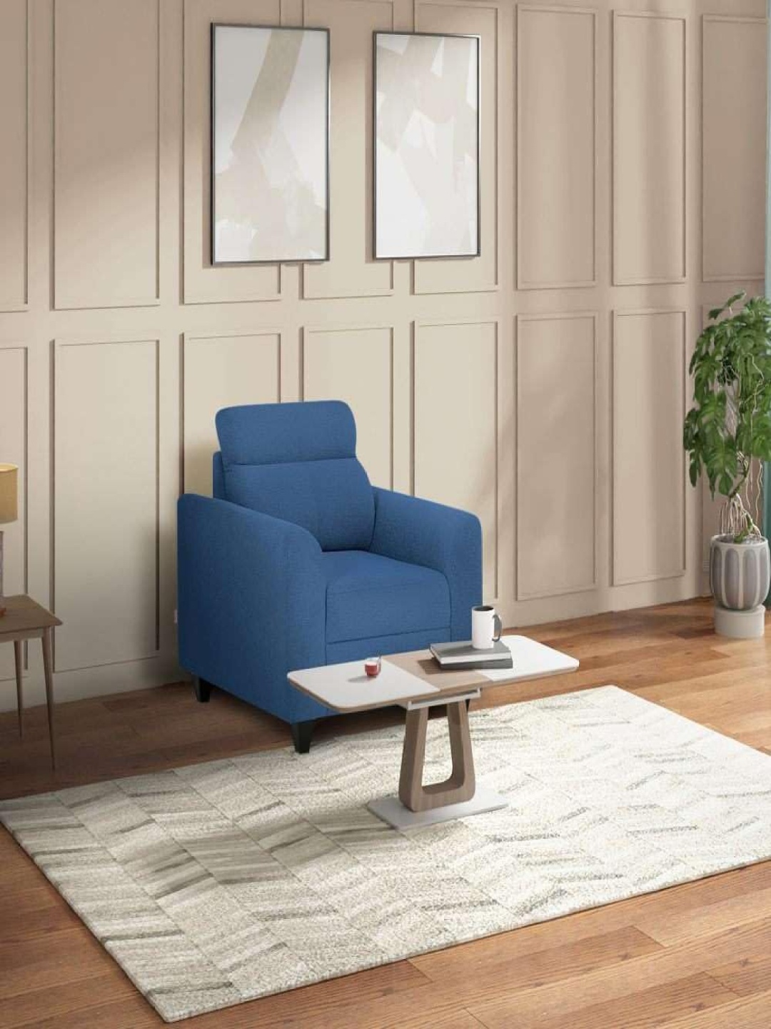 

Duroflex Zivo Plus Blue Fabric 1 Seater Sofa Set