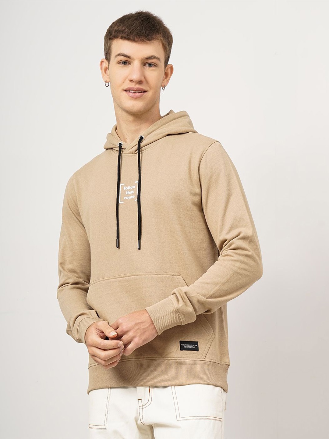 

Genoa Men Printed Hooded Sweatshirt, Beige