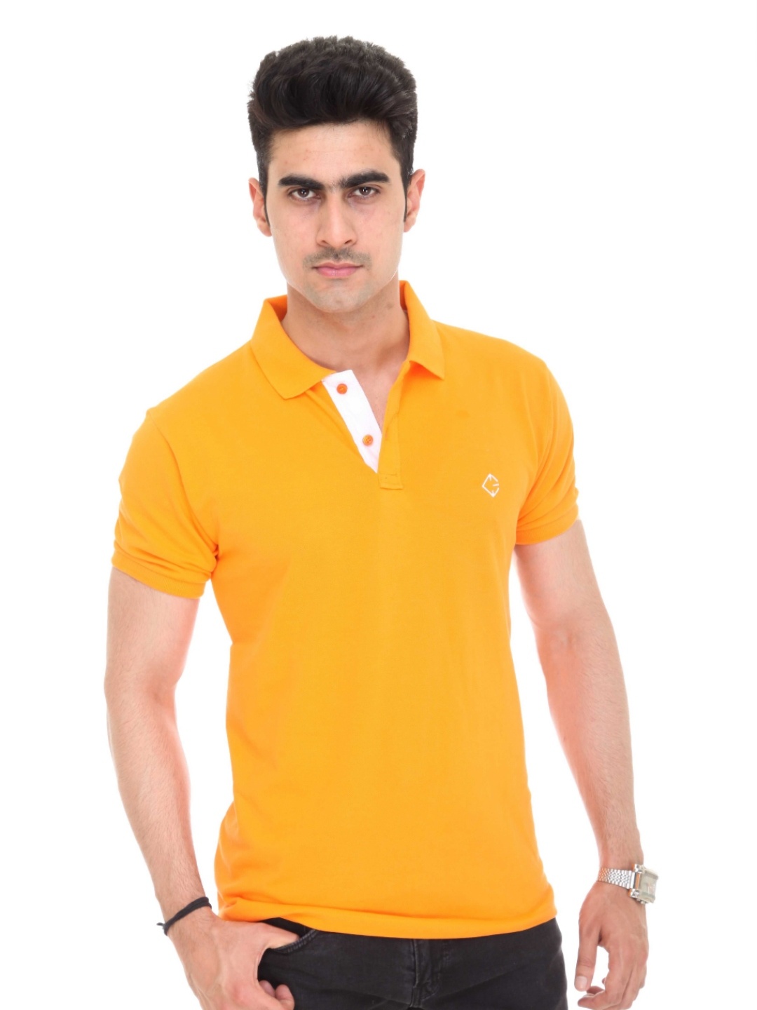 

Colors and Blends Men Solid Polo Collar T-shirt, Yellow