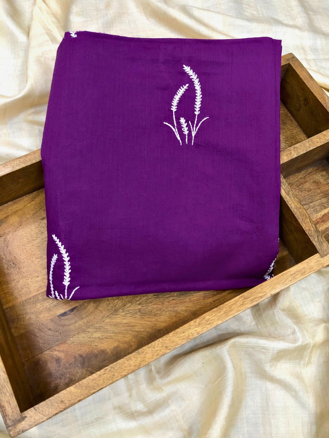 

PALASH Floral Embroidered Pure Cotton Unstitched Dress Material, Purple