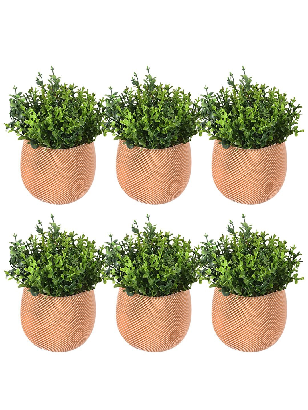 

Kuber Industries Gold-Toned & Green 6 Pieces Artificial Flowers With Pot