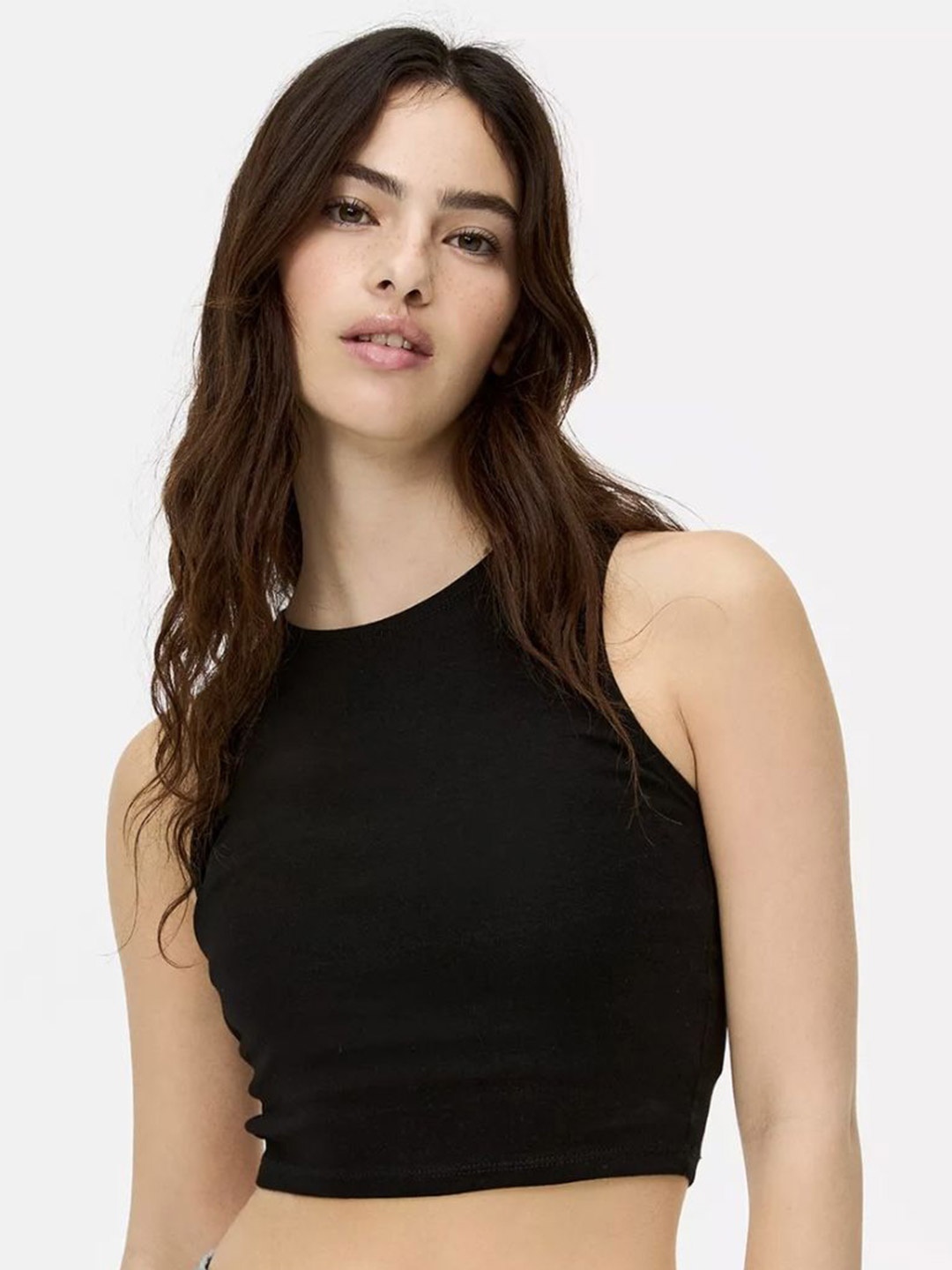 

CORSICA Women Cotton Fitted Crop Top, Black
