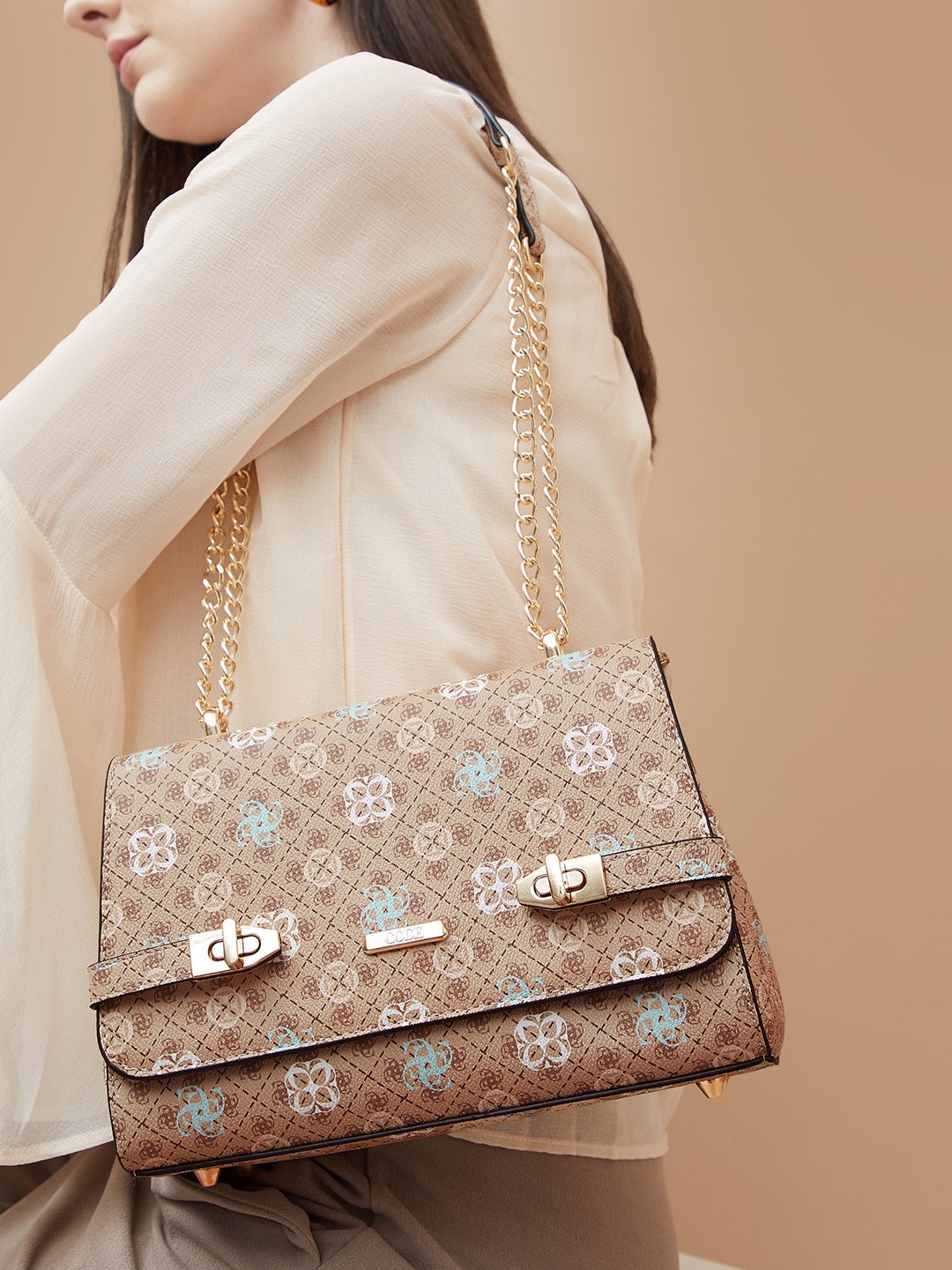 

CODE by Lifestyle PU Structured Shoulder Bag with Quilted, Khaki