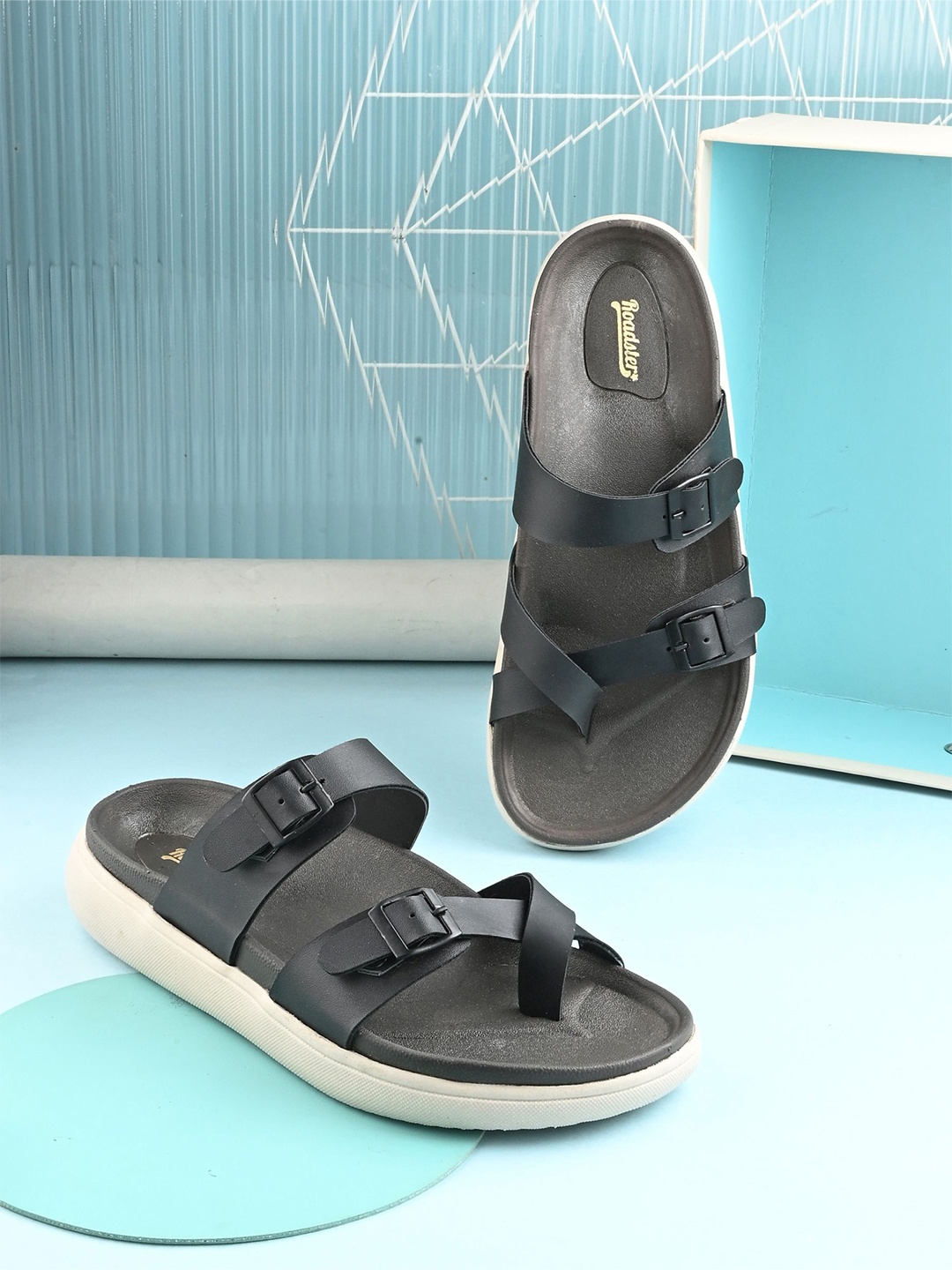 

The Roadster Lifestyle Co Men Comfort Slip-On Sandals, Black