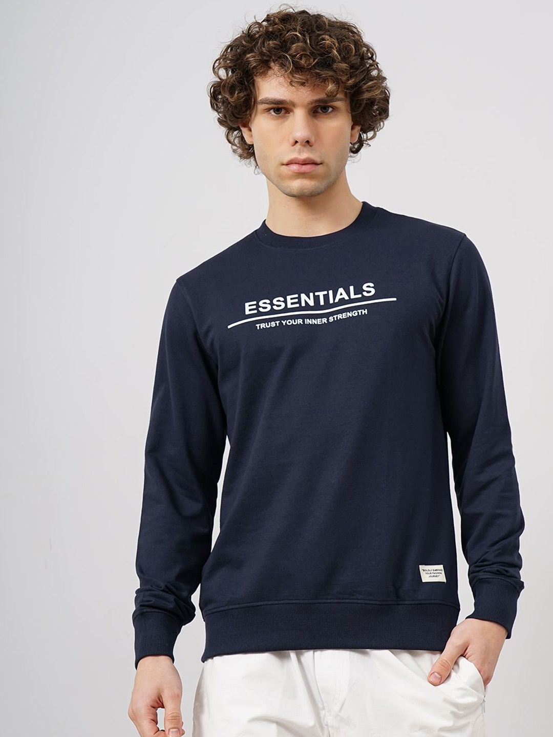 

Genoa Men Typography Printed Sweatshirt, Navy blue