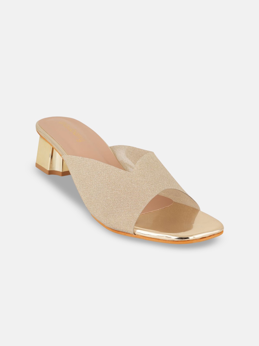 

DressBerry Women Block Heels Sandals, Gold