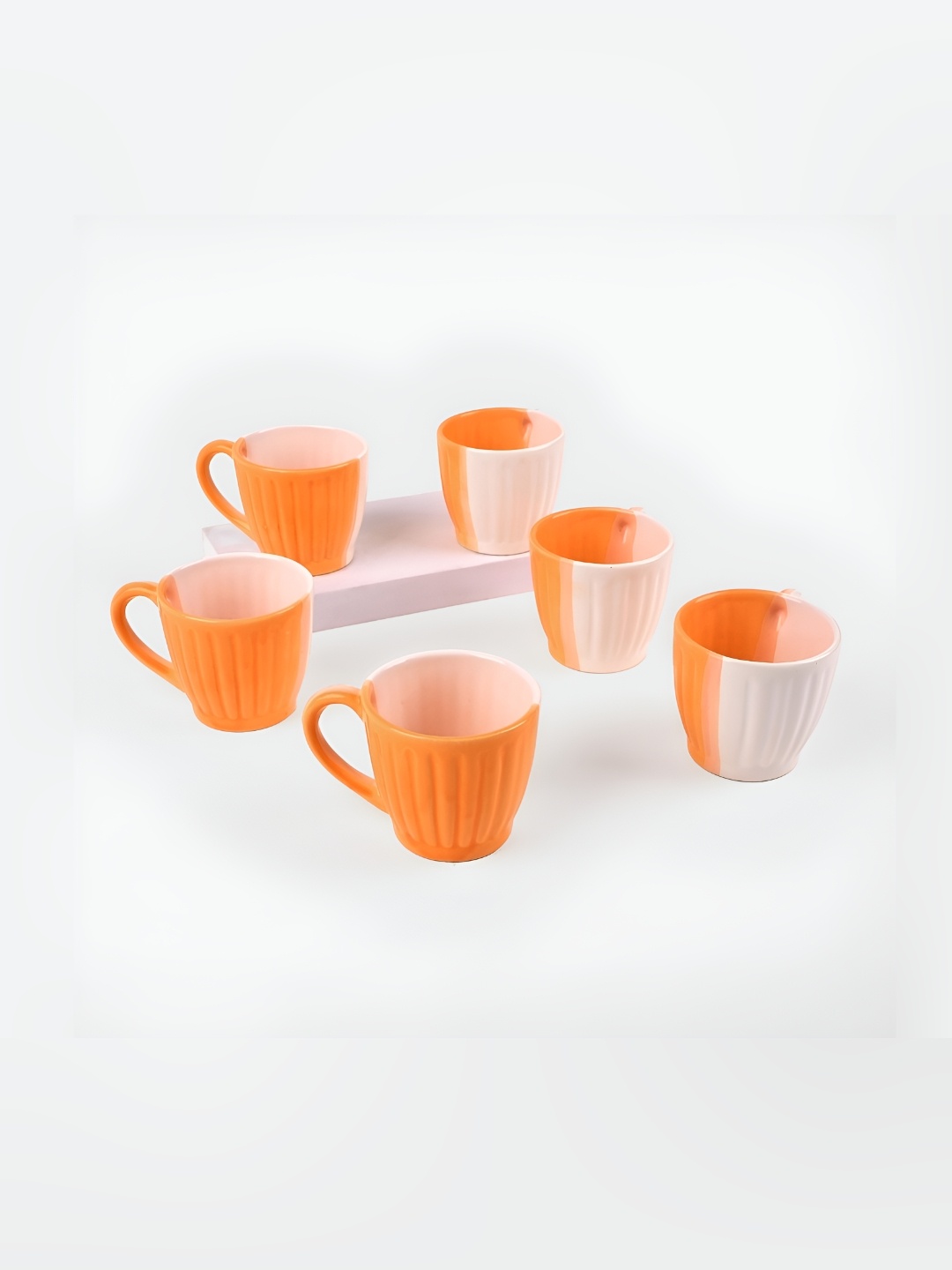 

Storepedia White & Yellow Textured 6 Piece Ceramic Matte Cups And Mugs