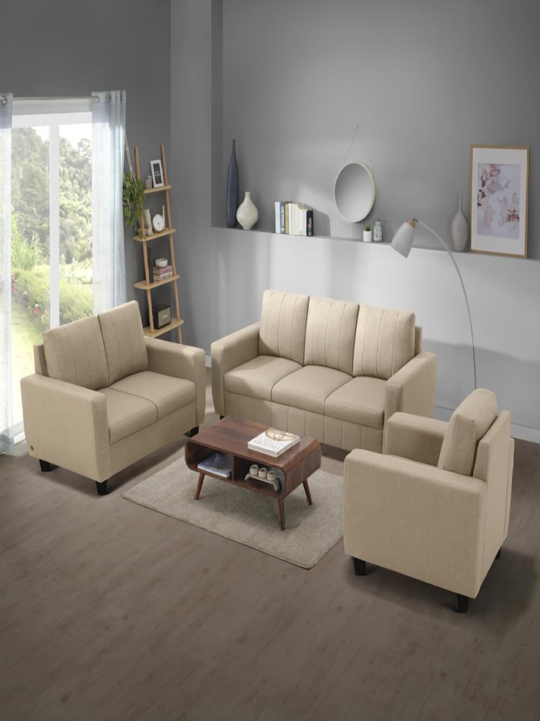 

Sleepyhead Bae 6 Seater Sofa Set Fabric Pebble Brown 5 To 6 Person Sofa