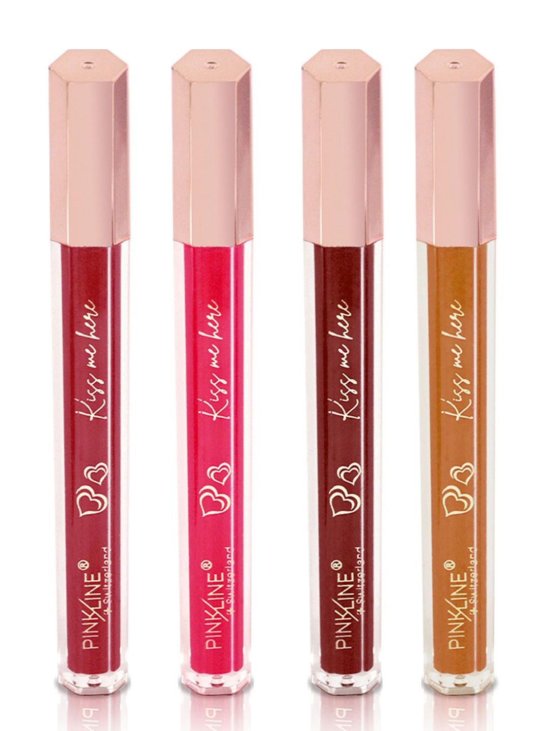 

PINK LINE Switzerland Set Of 4 Long Lasting Matte Lipstick 6ml Each-17- 18- 19- 20, Red