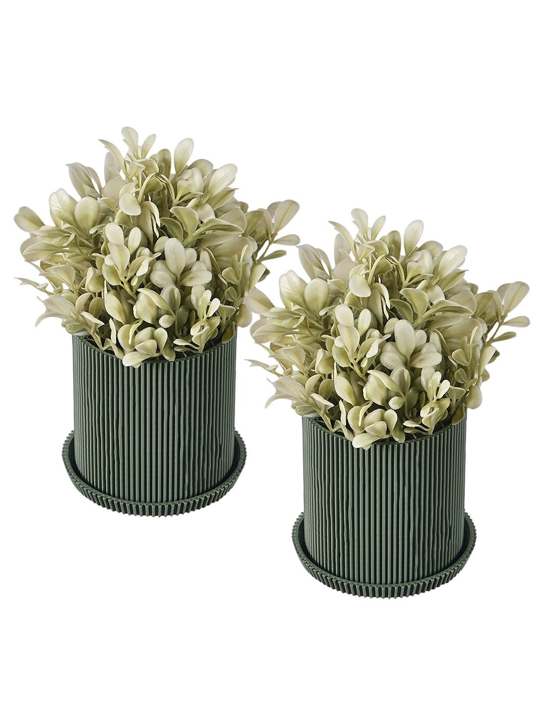 

Kuber Industries Green & Grey 2 Pieces Artificial Flowers With Pot