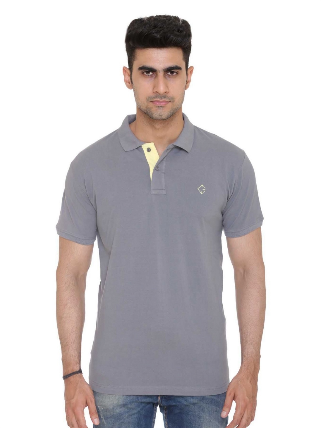 

Colors and Blends Men Solid Cotton T-shirt, Grey