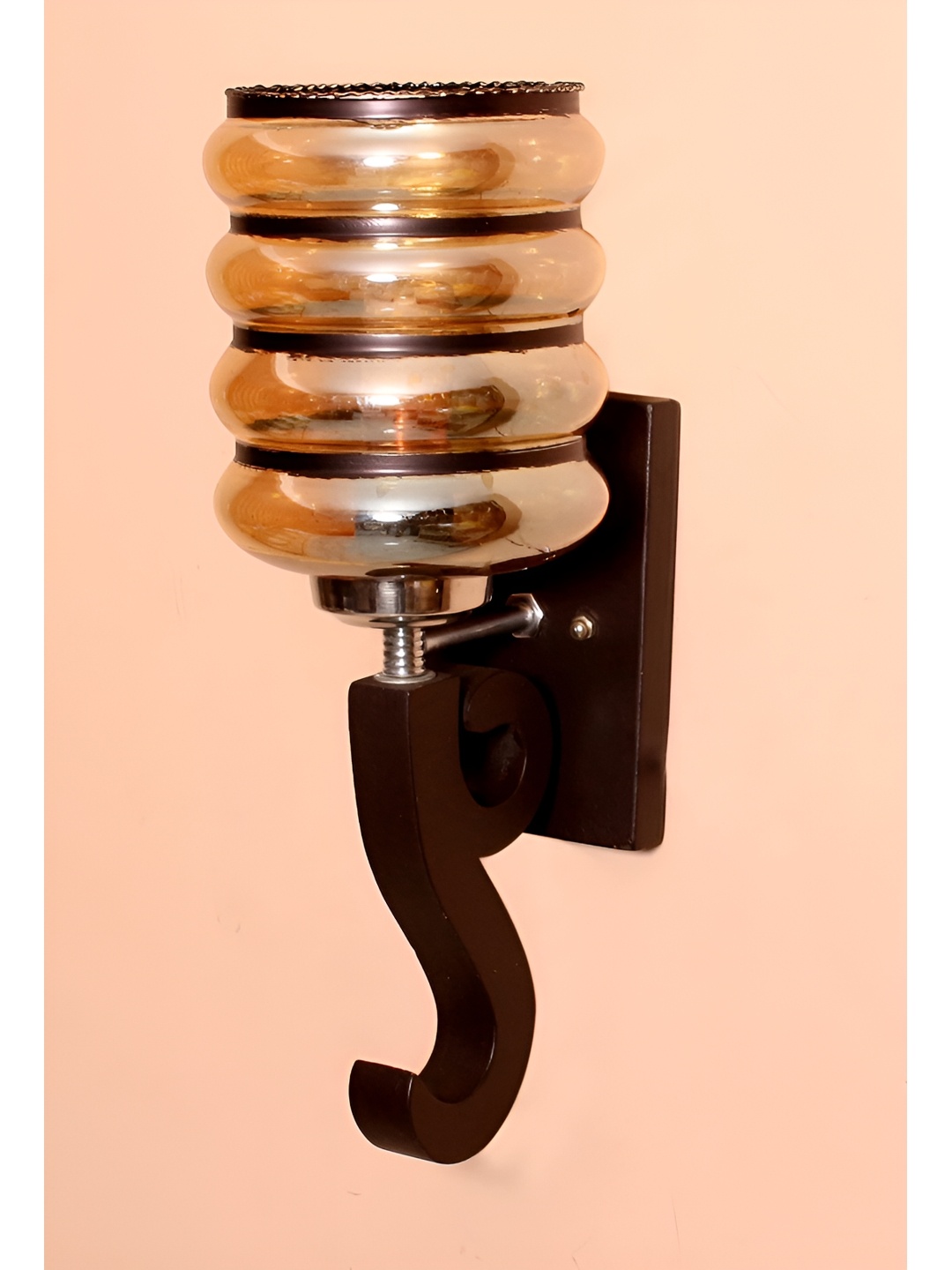 

KINIS Brown & Beige Textured Wooden Cylinder Shaped Wall Lamp With Bulb