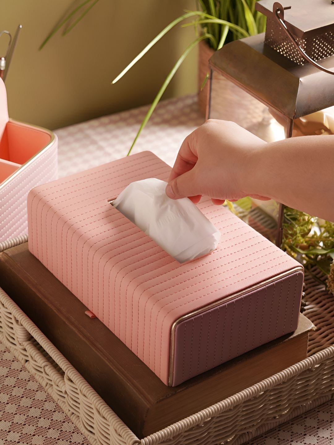 

Pure Home and Living Pink and Purple Textured Leather Tissue Holder
