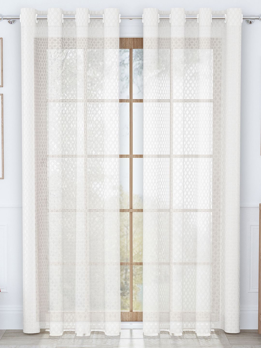 

Story@home Serene Off White 2 Pieces Abstract Printed Sheer Door Curtains