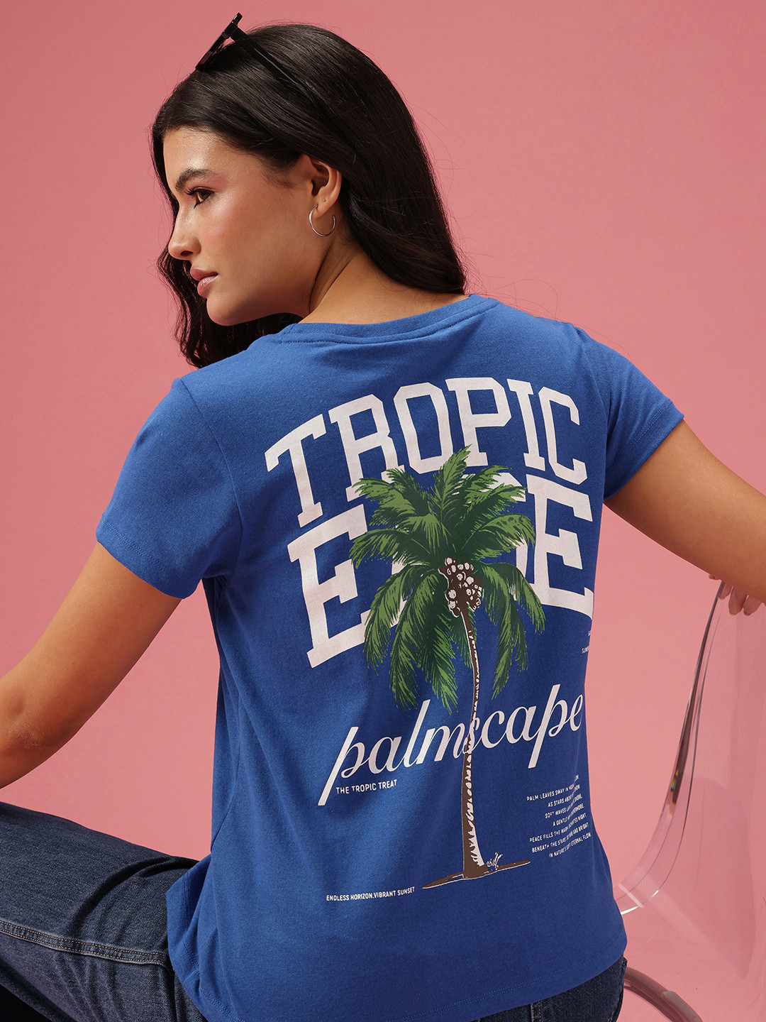 

DressBerry Typography Printed Casual T-shirt, Blue